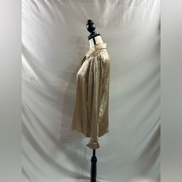 Gold Button Down Blouse Shirt - Picture 9 of 10